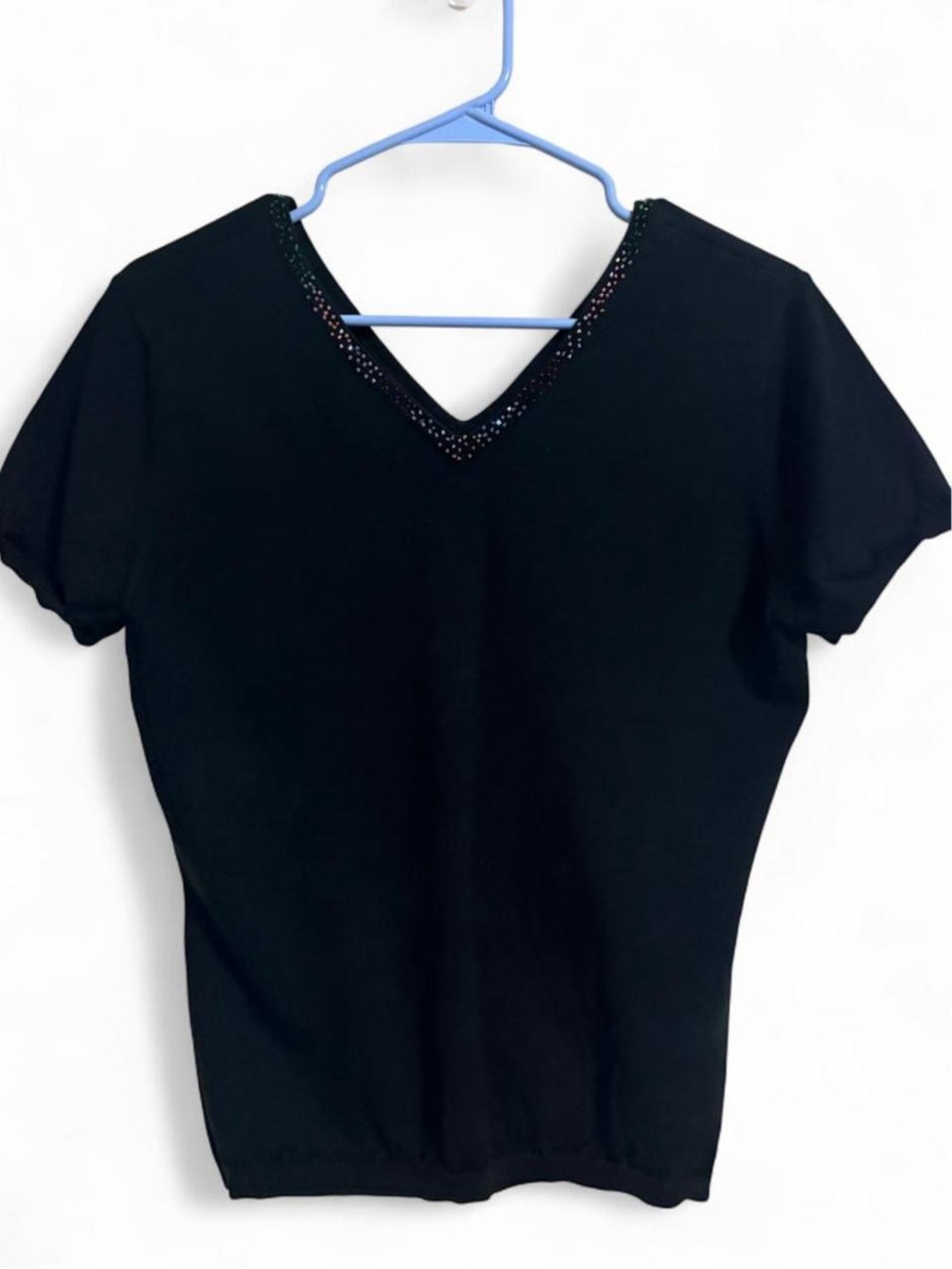 Black Donna Morgan V-Neck Short Sleeve Women's sweater Sz 8